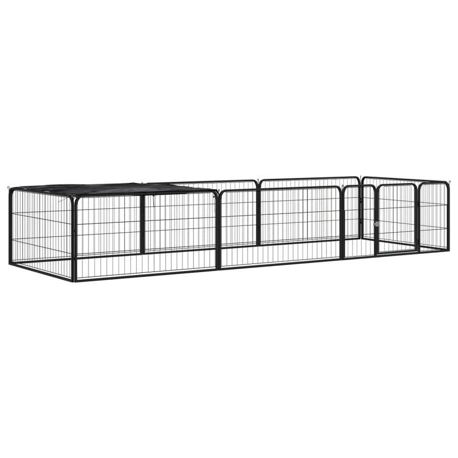 Hondenkennel 12 Panelen 100X50 Cm Gepoedercoat Staal Zwart
