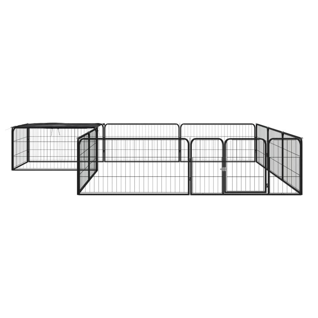 Hondenkennel 12 Panelen 100X50 Cm Gepoedercoat Staal Zwart 300 x 300 x 50 cm