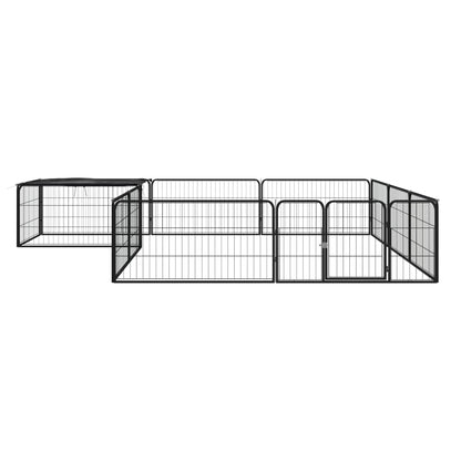 Hondenkennel 12 Panelen 100X50 Cm Gepoedercoat Staal Zwart 300 x 300 x 50 cm