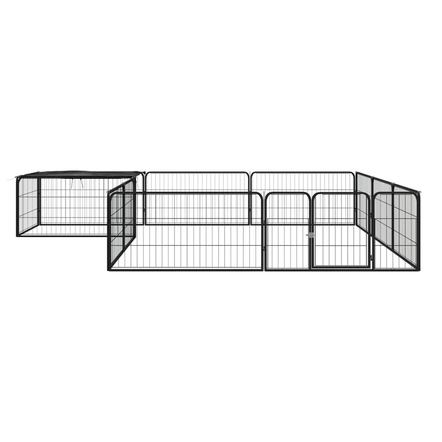 Hondenkennel 12 Panelen 100X50 Cm Gepoedercoat Staal Zwart 300 x 300 x 50 cm