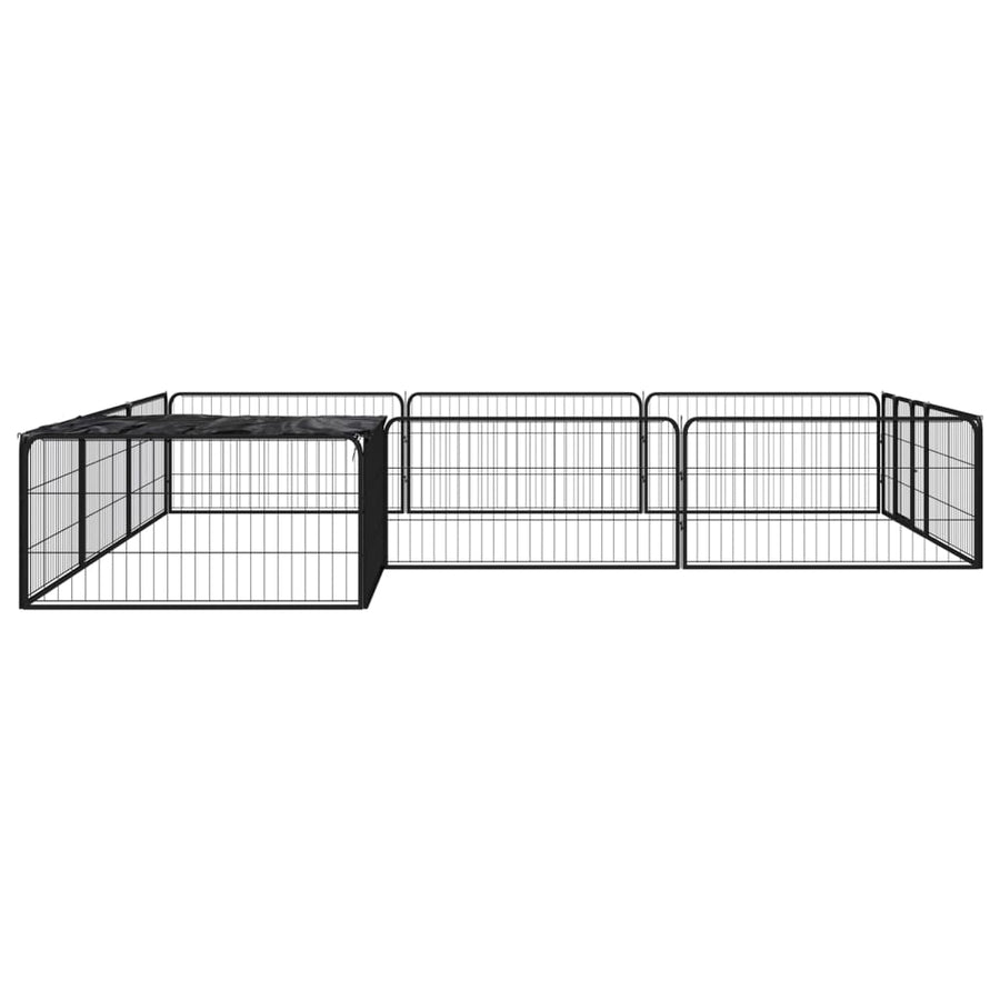 Hondenkennel 12 Panelen 100X50 Cm Gepoedercoat Staal Zwart 300 x 300 x 50 cm
