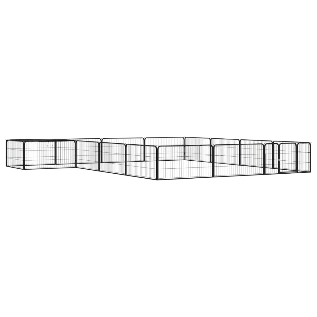 Hondenkennel 16 panelen 100x50 cm gepoedercoat staal zwart 400 x 400 x 50 cm