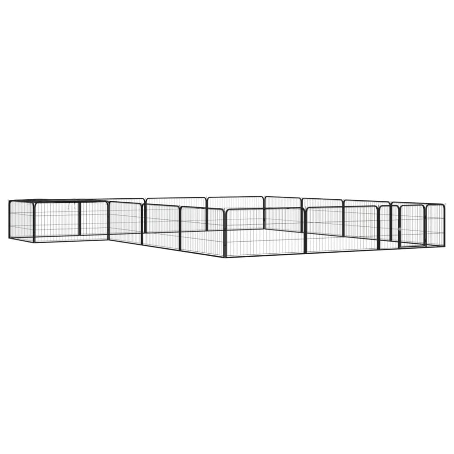 Hondenkennel 16 panelen 100x50 cm gepoedercoat staal zwart 400 x 400 x 50 cm