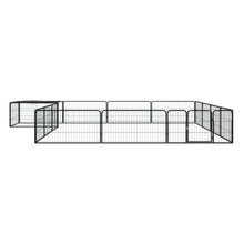 Hondenkennel 16 panelen 100x50 cm gepoedercoat staal zwart 400 x 400 x 50 cm