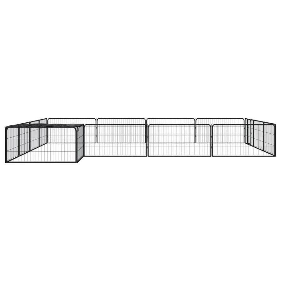Hondenkennel 16 panelen 100x50 cm gepoedercoat staal zwart 400 x 400 x 50 cm