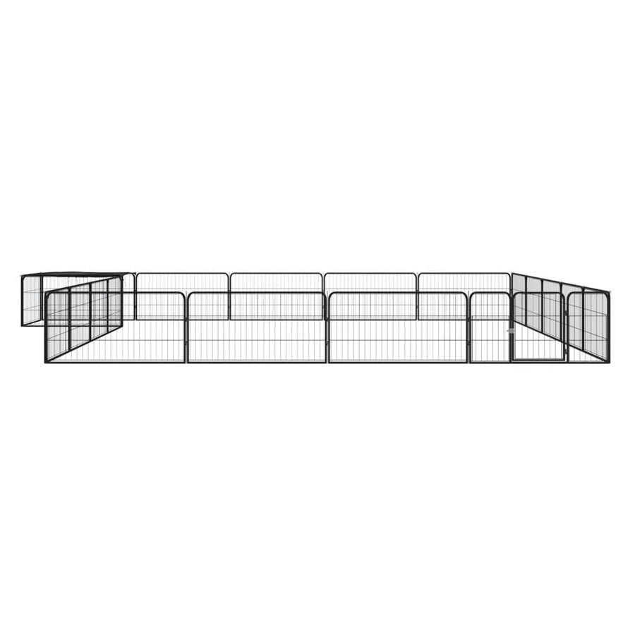 Hondenkennel 20 panelen 100x50 cm gepoedercoat staal zwart 500 x 500 x 50 cm
