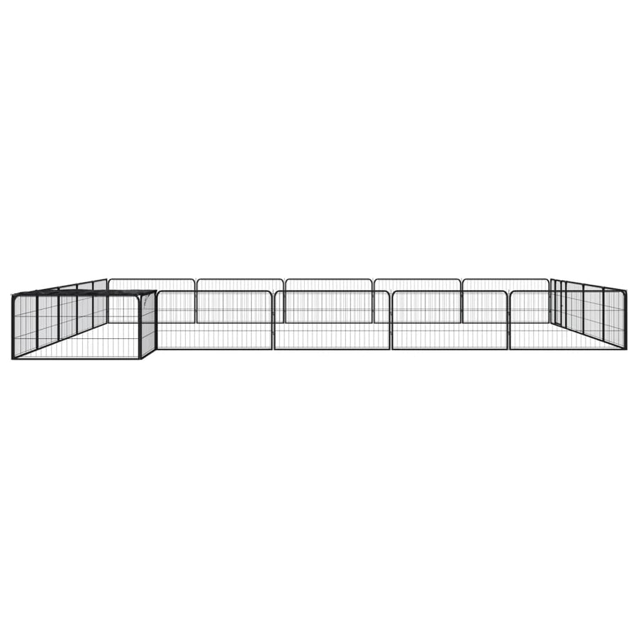 Hondenkennel 20 panelen 100x50 cm gepoedercoat staal zwart 500 x 500 x 50 cm