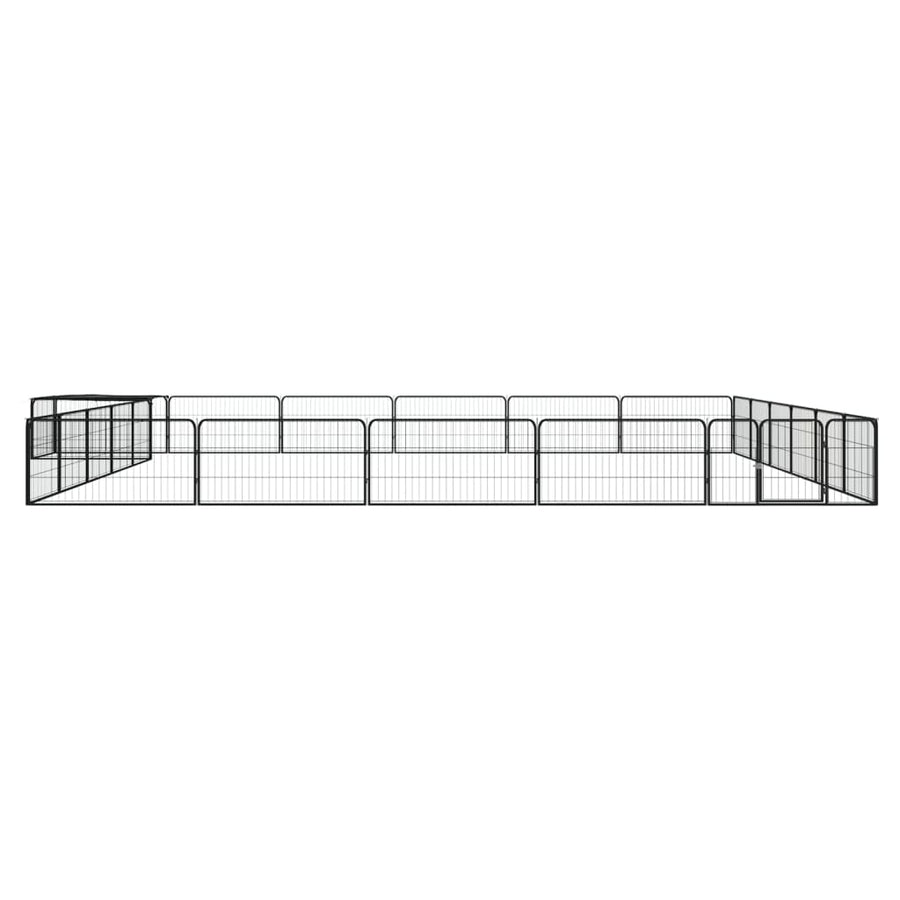 Hondenkennel 24 panelen 100x50 cm gepoedercoat staal zwart 600 x 600 x 50 cm