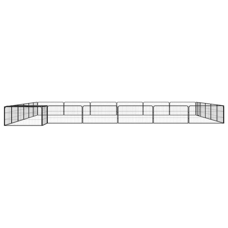 Hondenkennel 24 panelen 100x50 cm gepoedercoat staal zwart 600 x 600 x 50 cm