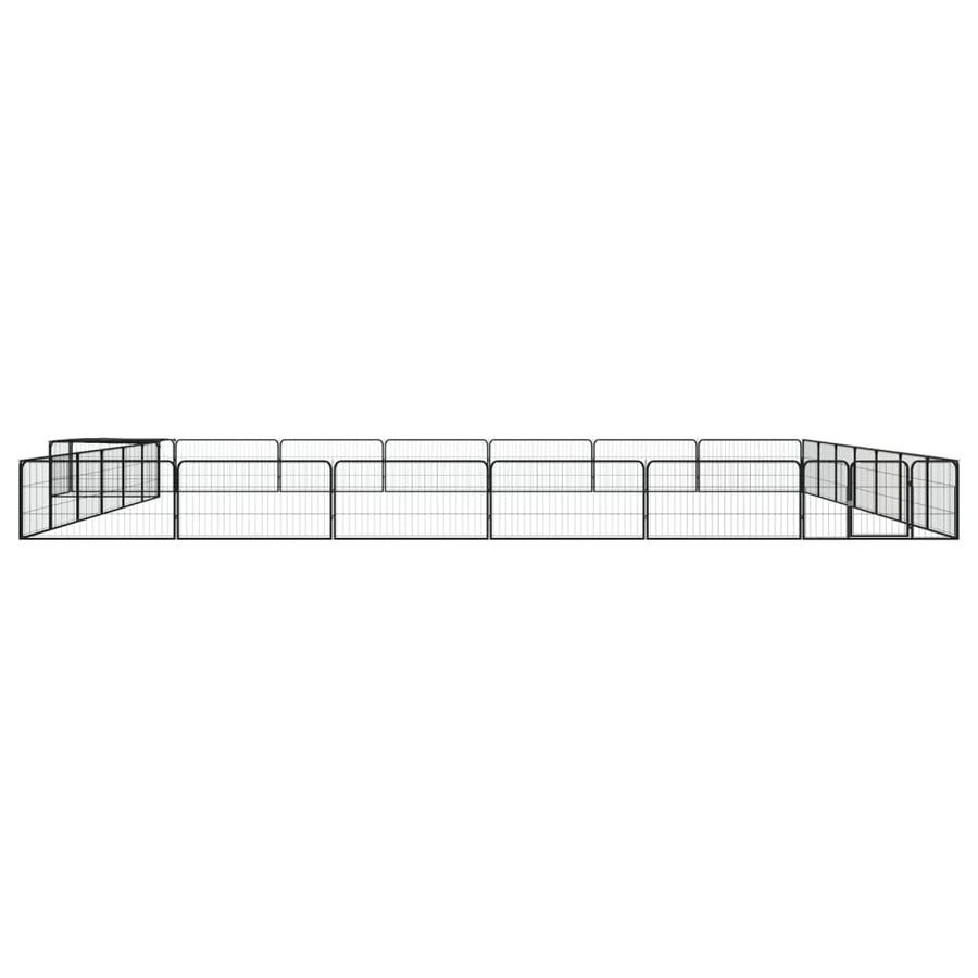 Hondenkennel 28 panelen 100x50 cm gepoedercoat staal zwart 700 x 700 x 50 cm