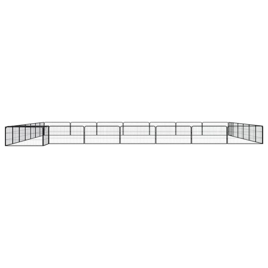 Hondenkennel 28 panelen 100x50 cm gepoedercoat staal zwart 700 x 700 x 50 cm