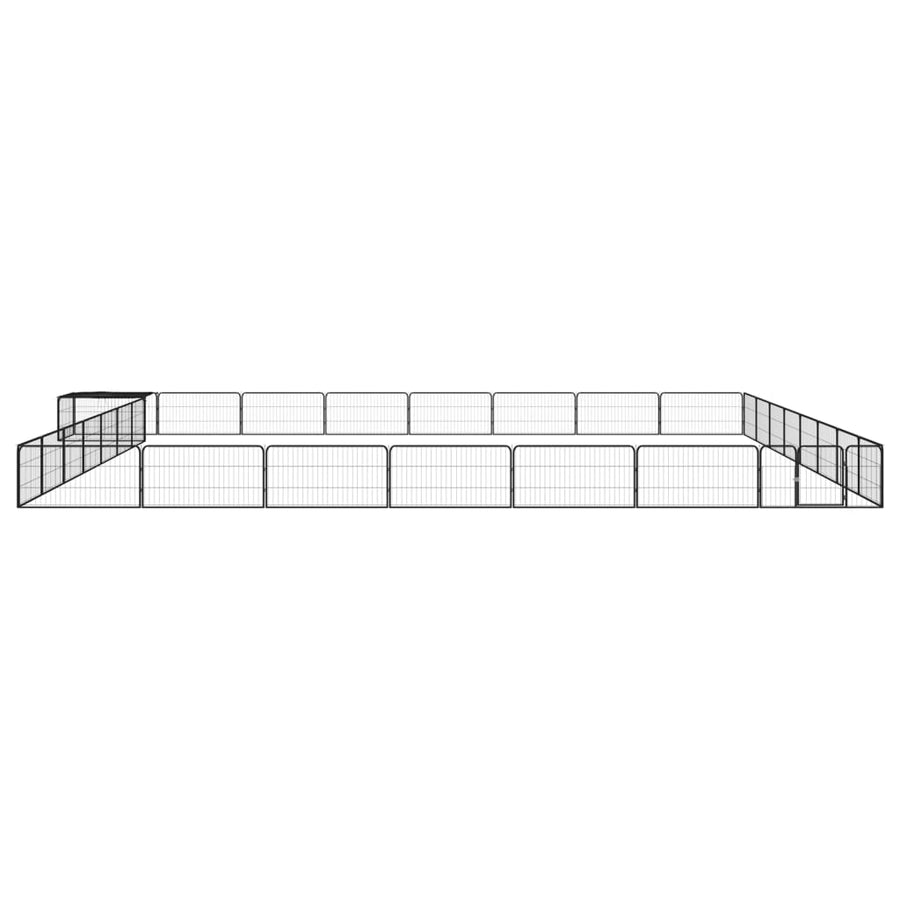 Hondenkennel 32 panelen 100x50 cm gepoedercoat staal zwart 800 x 800 x 50 cm