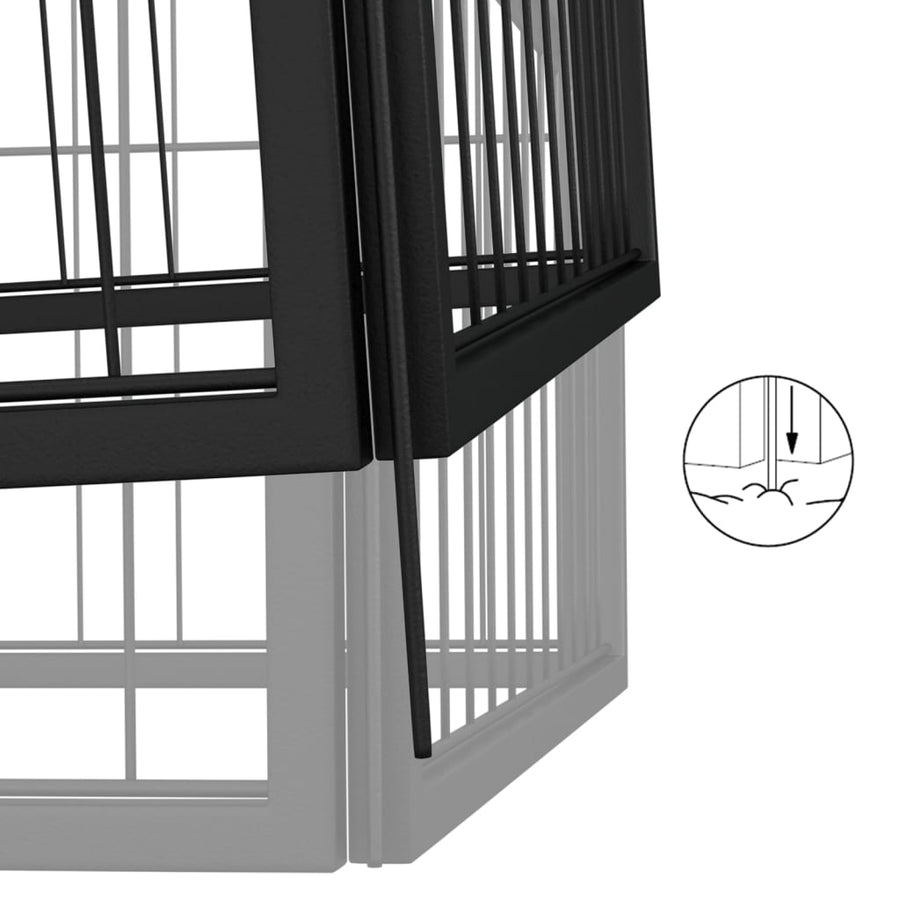 Hondenkennel 32 panelen 100x50 cm gepoedercoat staal zwart 800 x 800 x 50 cm