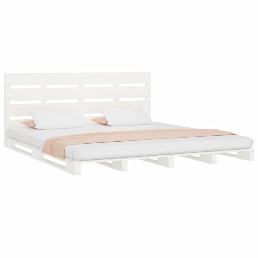 Bedframe Zonder Matras Massief Grenenhout 140 x 200 cm Wit