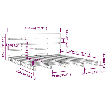 Bedframe Massief Grenenhout 6Ft Super King 180 x 200 cm Wit