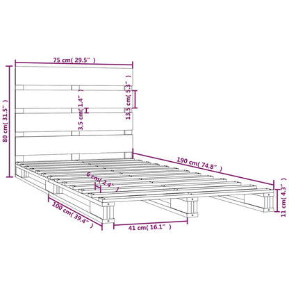 Bedframe Massief Grenenhout 75 x 190 cm Naturel