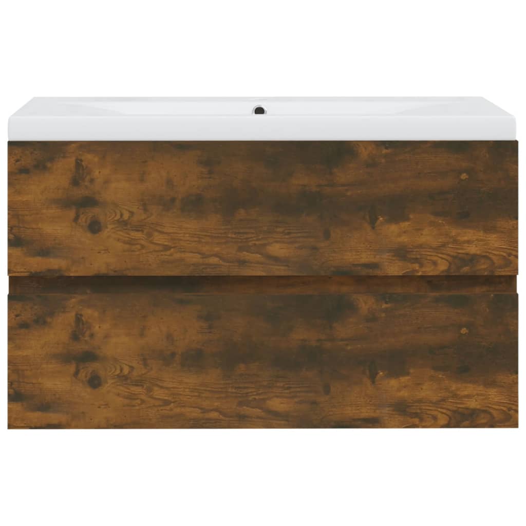 Wastafelkast met ingebouwde wasbak bewerkt hout 80 x 38.5 x 45 cm zonder kraan & afvoer