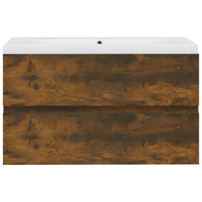 Wastafelkast met ingebouwde wasbak bewerkt hout 80 x 38.5 x 45 cm zonder kraan & afvoer