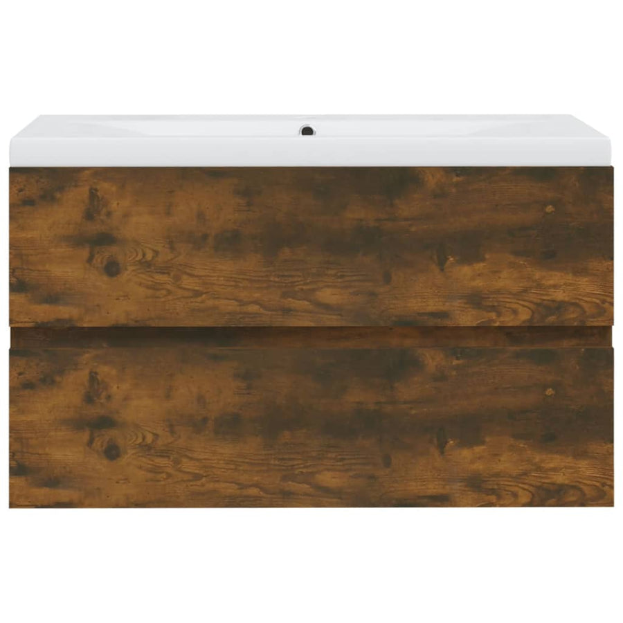 Wastafelkast met ingebouwde wasbak bewerkt hout 80 x 38.5 x 45 cm zonder kraan & afvoer