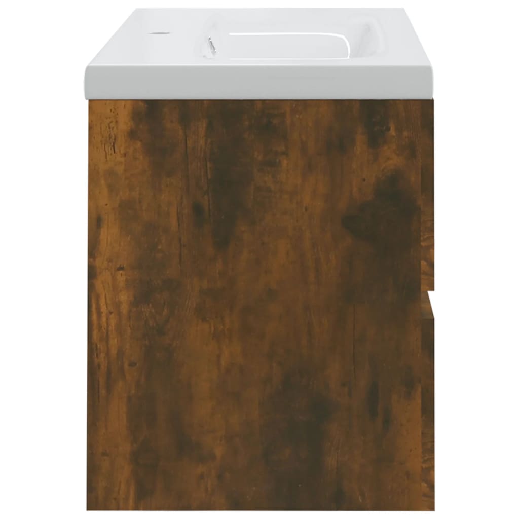 Wastafelkast met ingebouwde wasbak bewerkt hout 80 x 38.5 x 45 cm zonder kraan & afvoer