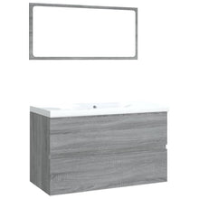 Badkamermeubelset Bewerkt Hout Eikenkleurig Grijs Sonoma 80 x 39.5 x 45 cm zonder kraan