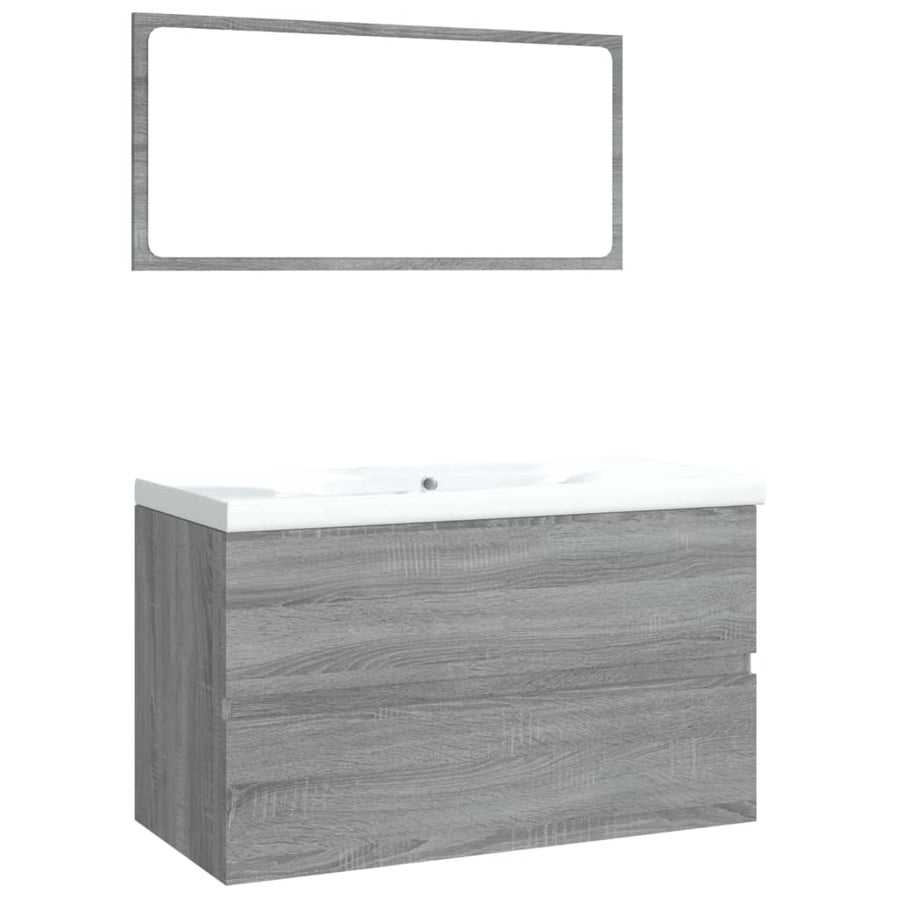 Badkamermeubelset Bewerkt Hout Eikenkleurig Grijs Sonoma 80 x 39.5 x 45 cm zonder kraan