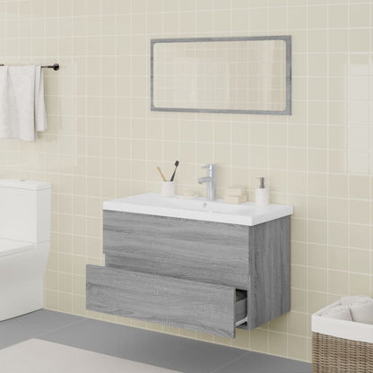 Badkamermeubelset Bewerkt Hout Eikenkleurig Grijs Sonoma 80 x 39.5 x 45 cm zonder kraan