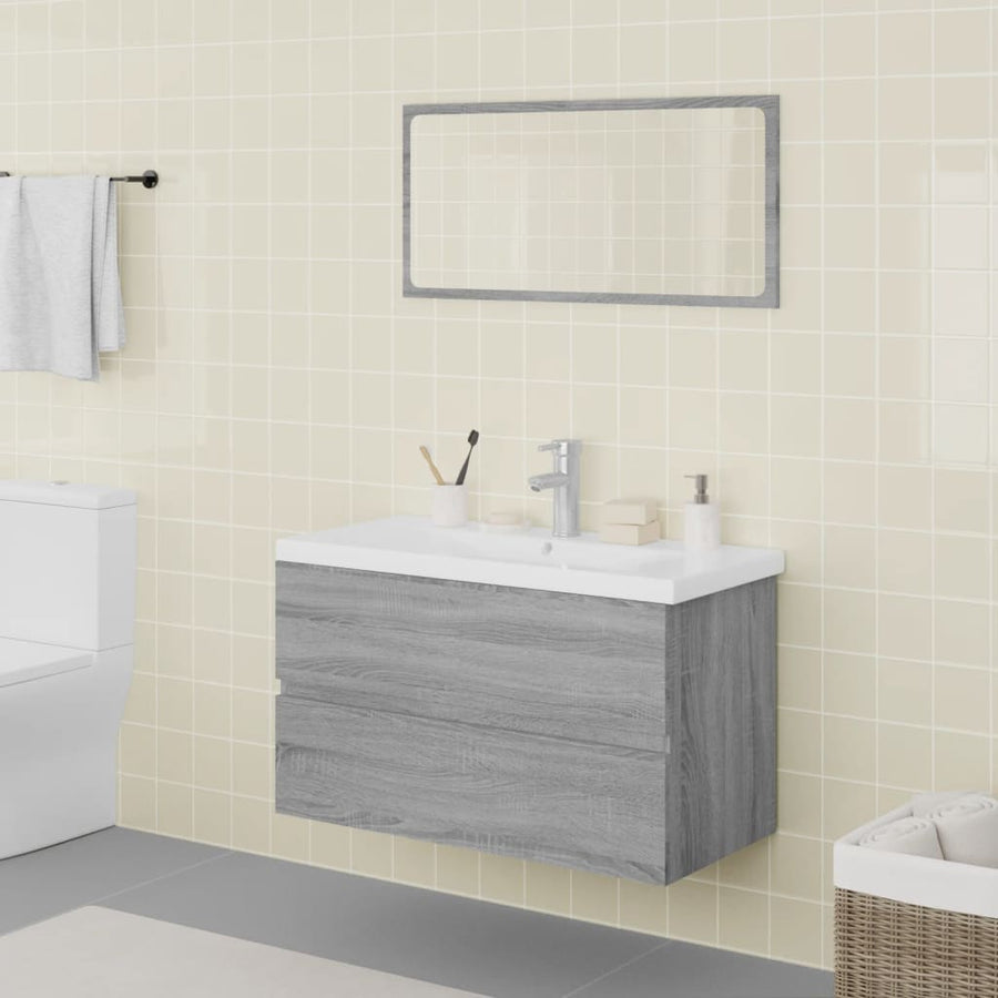 Badkamermeubelset Bewerkt Hout Eikenkleurig Grijs Sonoma 80 x 39.5 x 45 cm zonder kraan