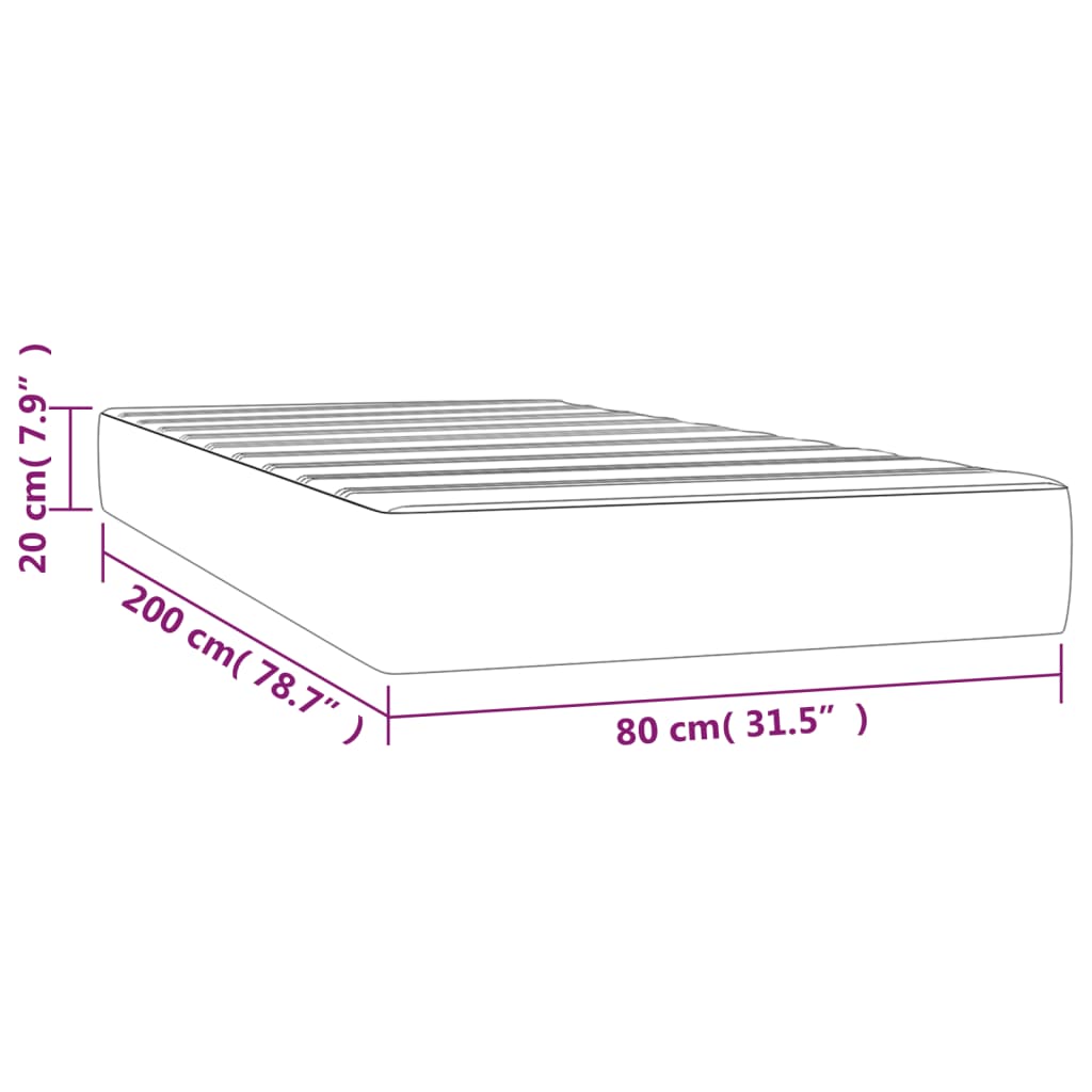 Pocketveringmatras 80x200x20 cm kunstleer grijs