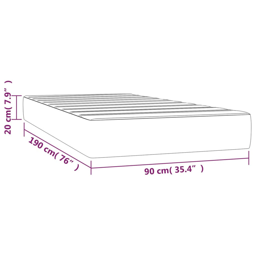 Pocketveringmatras 90x190x20 cm stof blauw