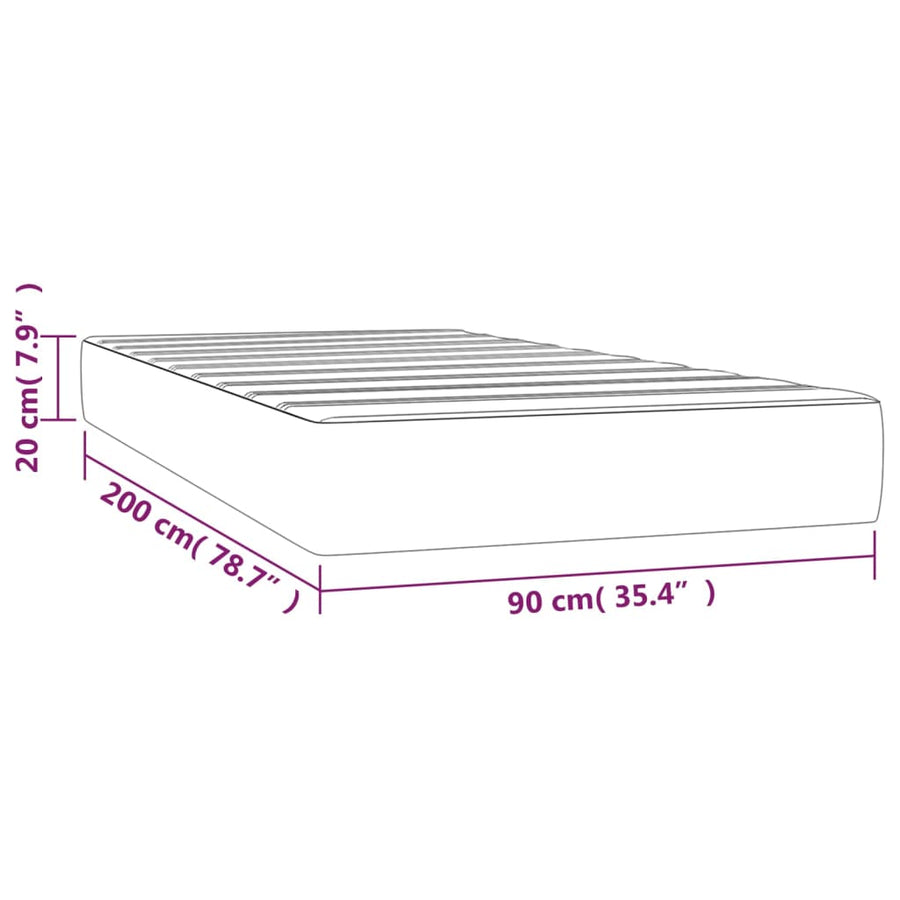 Pocketveringmatras 90x200x20 cm kunstleer bruin