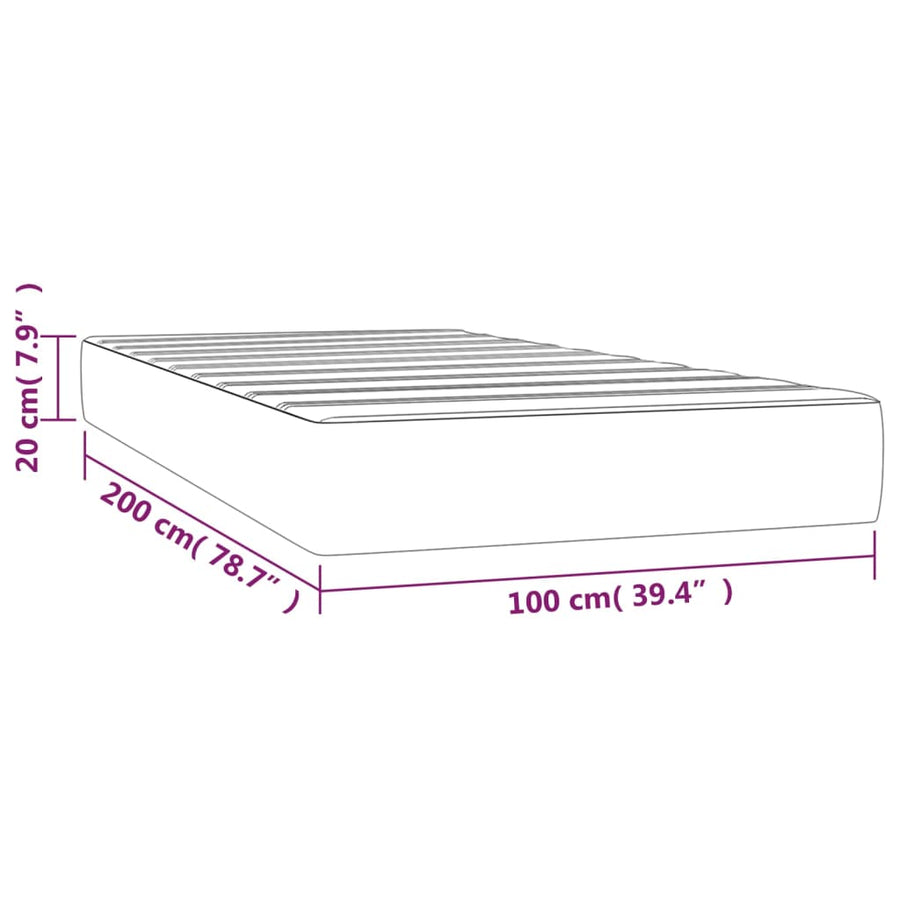 Pocketveringmatras 100x200x20 cm stof blauw