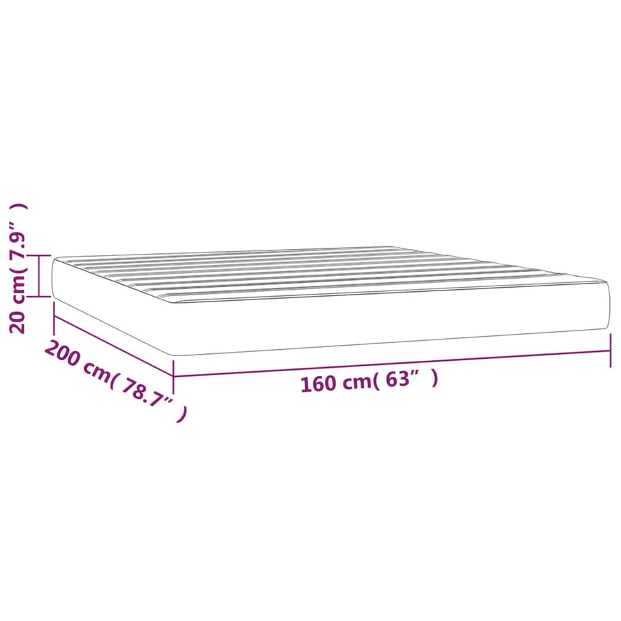 Pocketveringmatras 160x200x20 cm kunstleer grijs