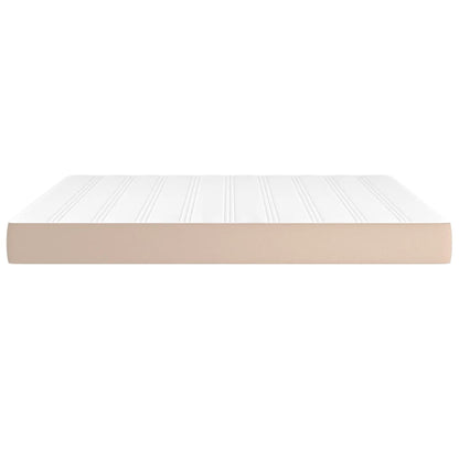 Pocketveringmatras 180x200x20 cm kunstleer cappuccinokleurig