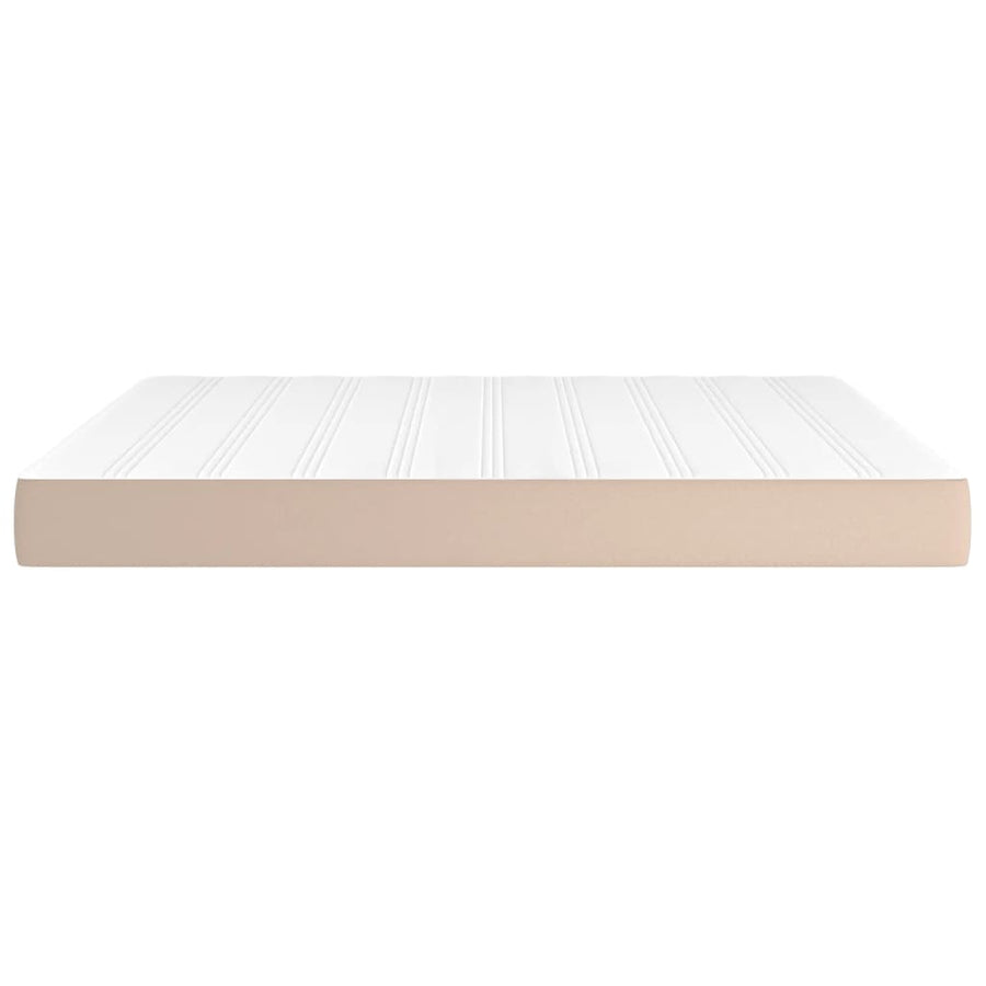 Pocketveringmatras 180x200x20 cm kunstleer cappuccinokleurig