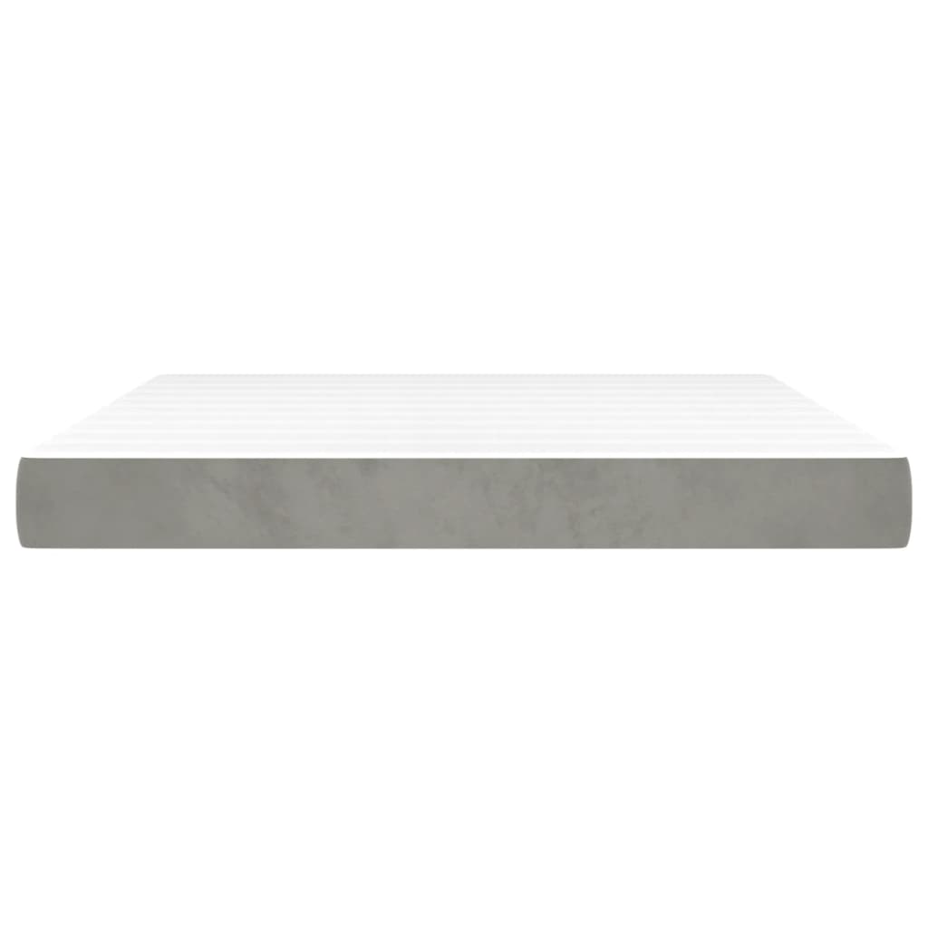 Pocketveringmatras 180X200X20 Cm Fluweel Lichtgrijs