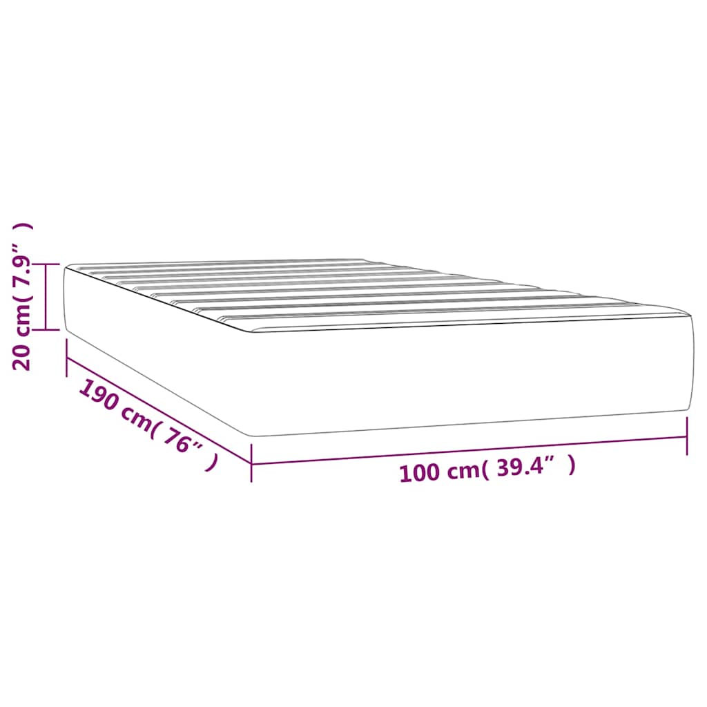 Pocketveringmatras medium twin 100x190x20 cm stof donkergrijs