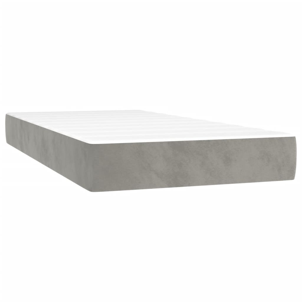 Pocketveringmatras medium twin 100x190x20 cm fluweel lichtgrijs