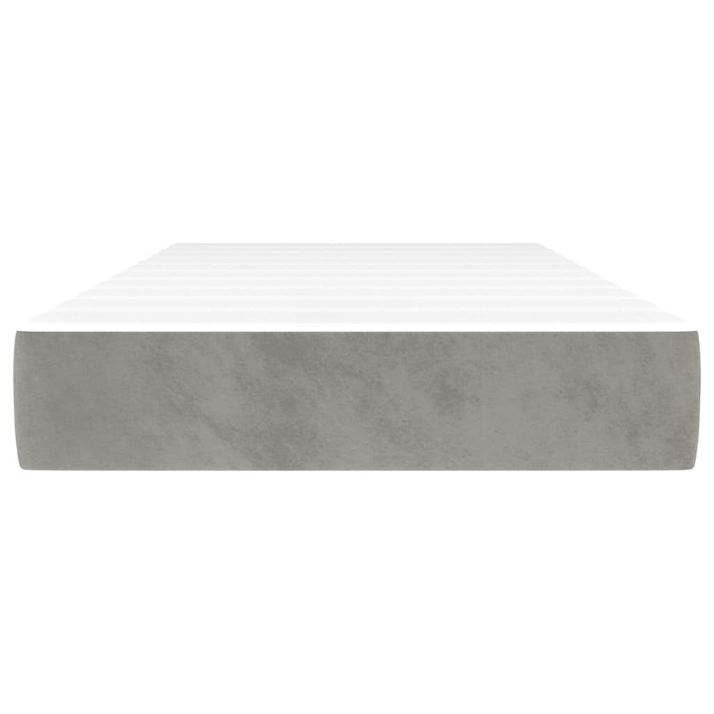 Pocketveringmatras medium twin 100x190x20 cm fluweel lichtgrijs