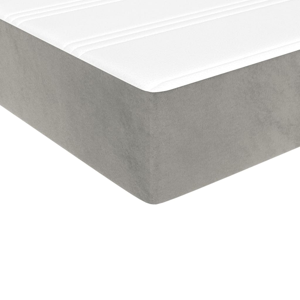Pocketveringmatras medium twin 100x190x20 cm fluweel lichtgrijs