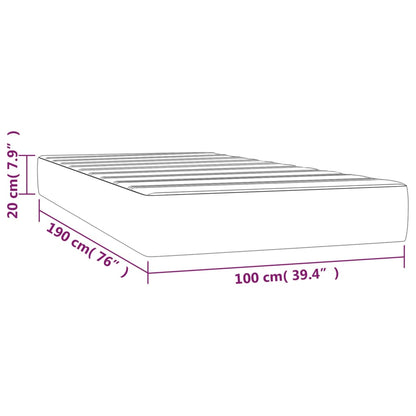 Pocketveringmatras medium twin 100x190x20 cm fluweel lichtgrijs