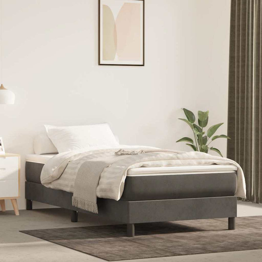Pocketveringmatras medium twin 100x190x20 cm fluweel donkergrijs