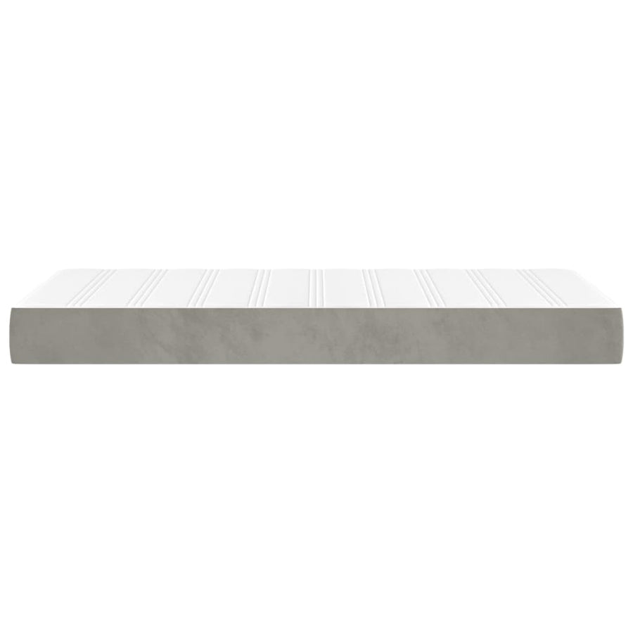 Pocketveringmatras medium twin XL 100x203x20 cm fluweel lichtgrijs