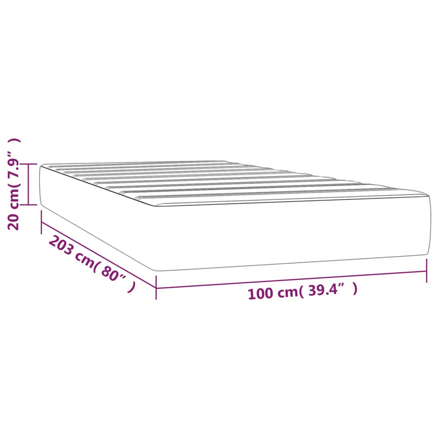 Pocketveringmatras medium twin XL 100x203x20 cm fluweel lichtgrijs