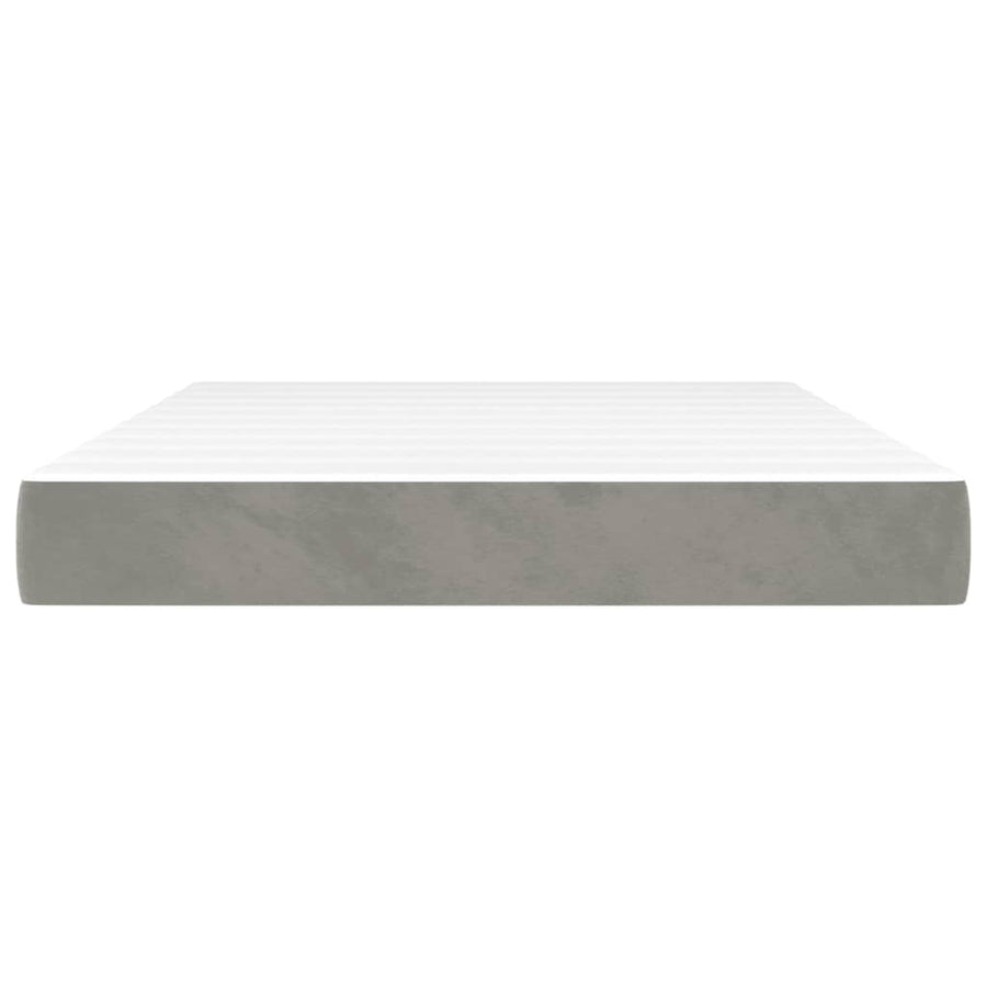 Pocketveringmatras medium full 137x190x20 cm fluweel lichtgrijs
