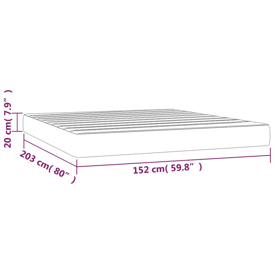 Pocketveringmatras medium queen 152x203x20 cm stof lichtgrijs