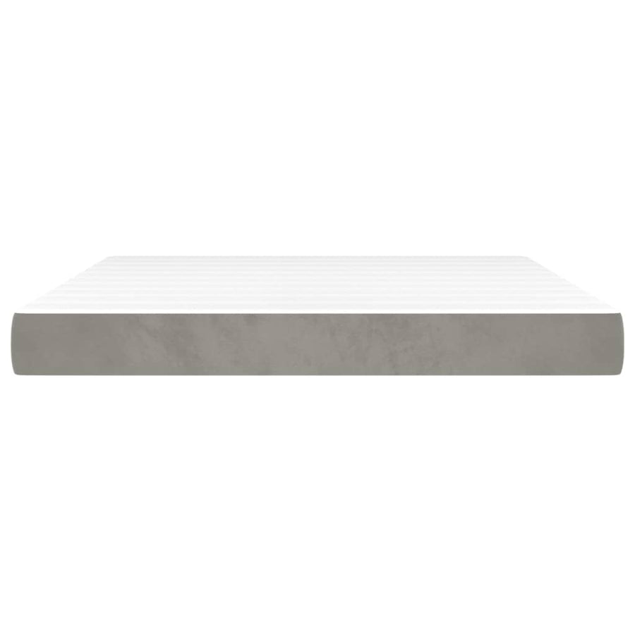Pocketveringmatras medium queen 152x203x20 cm fluweel lichtgrijs