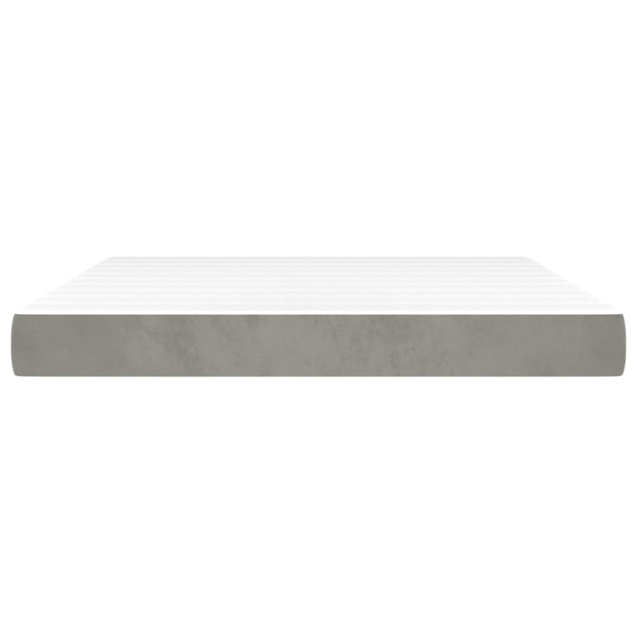 Pocketveringmatras medium king 193x203x20 cm fluweel lichtgrijs