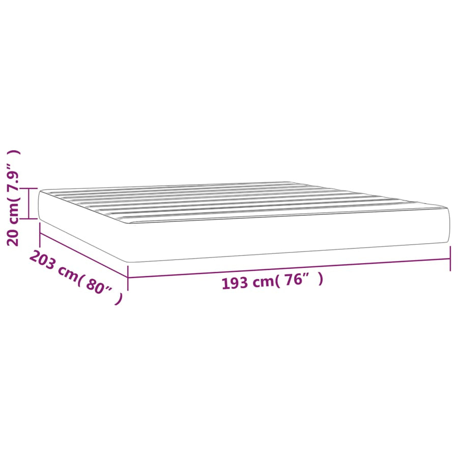 Pocketveringmatras medium king 193x203x20 cm fluweel lichtgrijs