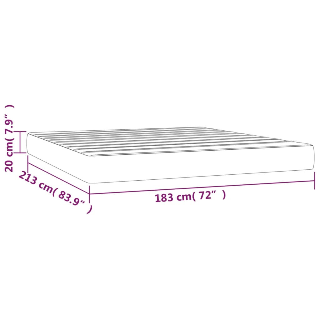Pocketveermatras medium california king 183x213x20 cm stof lichtgrijs
